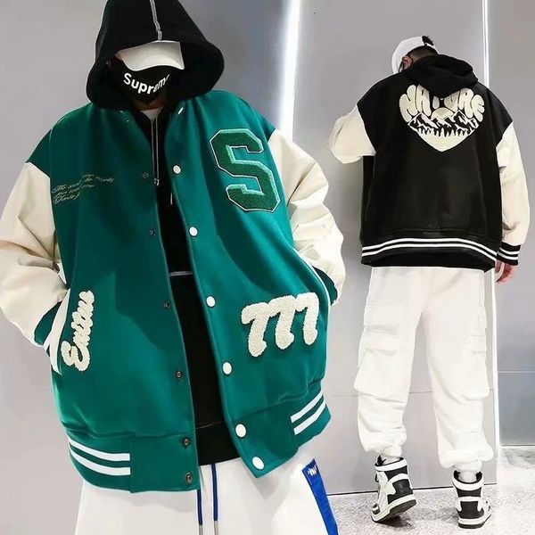 men's down parkas men varsity bomber jacket harajuku korea letter patchwork hip hop streetwear college single breasted baseball coats w, Black
men's down parkas men varsity bomber jacket harajuku korea letter patchwork hip hop streetwear college single breasted baseball coats w, Black
