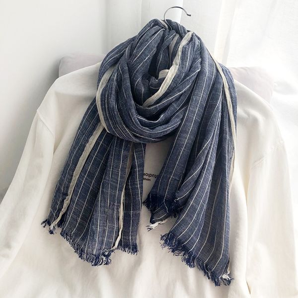 scarves japanese style scarf cotton and linen striped women s long shawl crinkle wraps bufandas fashion men winter 221119, Blue;gray
scarves japanese style scarf cotton and linen striped women s long shawl crinkle wraps bufandas fashion men winter 221119, Blue;gray