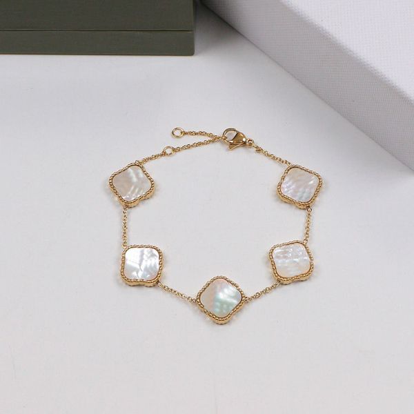 classic fashion stainless steel jewelry 4 leaf clover charm bracelets bangle chain 18k gold agate shell mother-of-pearl for women girls link, Silver
classic fashion stainless steel jewelry 4 leaf clover charm bracelets bangle chain 18k gold agate shell mother-of-pearl for women girls link, Silver