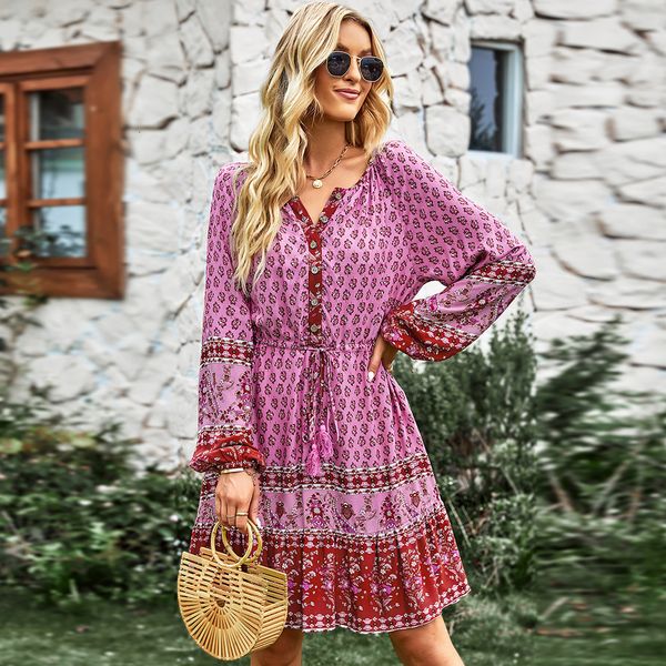 casual dresses elegant floral long sleeve mini dress women button drawstring lace up boho aline dress ladies casual beachwear autumn vestido, Black;gray
casual dresses elegant floral long sleeve mini dress women button drawstring lace up boho aline dress ladies casual beachwear autumn vestido, Black;gray