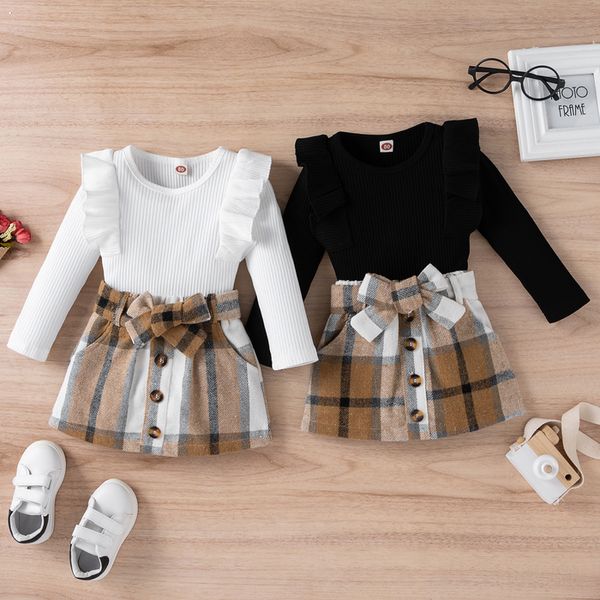 clothing sets toddler kids girls 2 pieces outfit long sleeve knitted ribbed solid color bowknot buttons plaid mini skirt set 9m-4t 221118, White
clothing sets toddler kids girls 2 pieces outfit long sleeve knitted ribbed solid color bowknot buttons plaid mini skirt set 9m-4t 221118, White