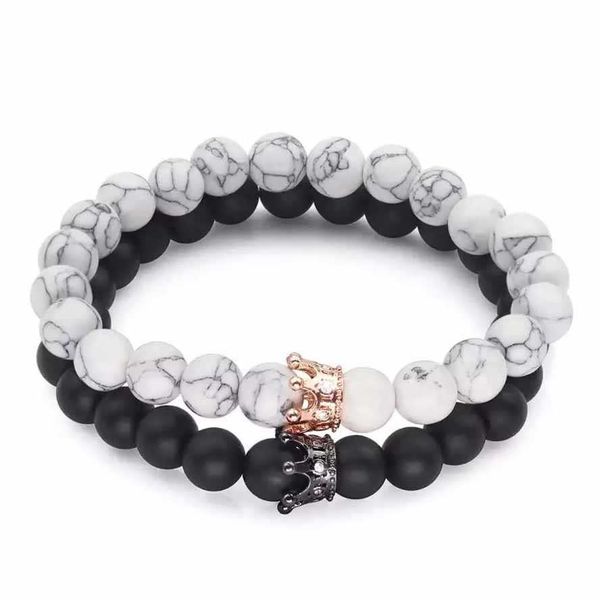 8mm jewelry 2pcs/set coupl crown charm natural mala stone king queen beaded bracelets for men women valentine's day gifts, Golden;silver
8mm jewelry 2pcs/set coupl crown charm natural mala stone king queen beaded bracelets for men women valentine's day gifts, Golden;silver