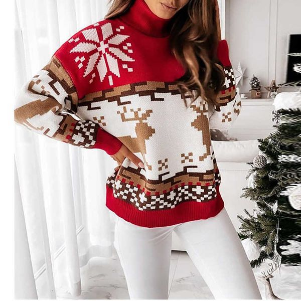 women's sweaters christmas turtleneck elk printed knit women sweater winter fashion warm loose pullover sweater lady elegant all-match, White;black
women's sweaters christmas turtleneck elk printed knit women sweater winter fashion warm loose pullover sweater lady elegant all-match, White;black