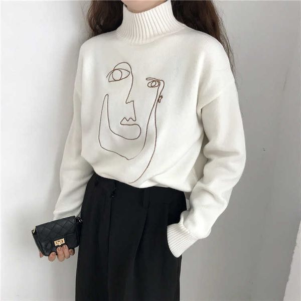 women's sweaters geometric face winter turtleneck women pullover sweater long sleeve loose female knitting jumper sweater slim ladies s, White;black
women's sweaters geometric face winter turtleneck women pullover sweater long sleeve loose female knitting jumper sweater slim ladies s, White;black