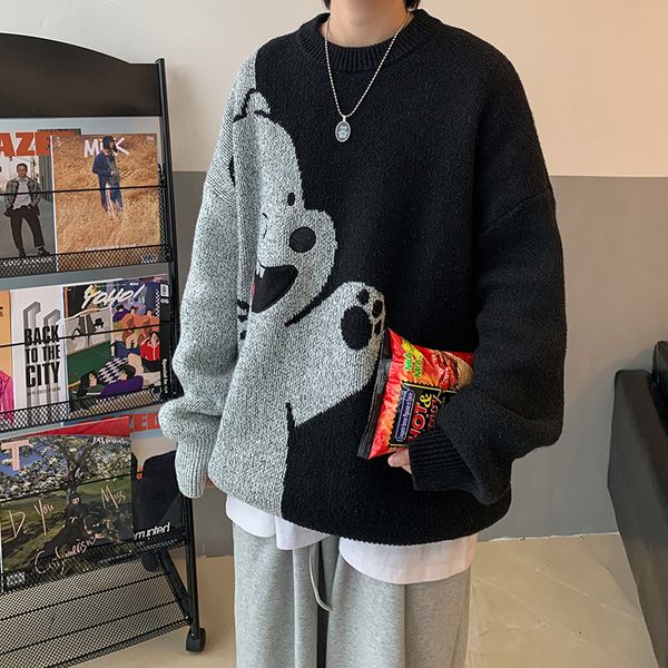 men's sweaters men's hiphop streetwear harajuku sweater crew neck retro japanese anime bear sweater couple knit fallwinter warm pu, White;black
men's sweaters men's hiphop streetwear harajuku sweater crew neck retro japanese anime bear sweater couple knit fallwinter warm pu, White;black