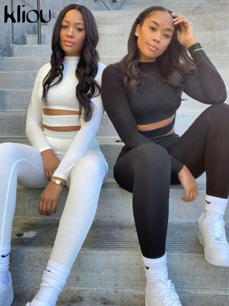 women s two piece pants kliou solid set women autumn mock neck crop skinny matching outfit simple concise active tracksuit 221119, White
women s two piece pants kliou solid set women autumn mock neck crop skinny matching outfit simple concise active tracksuit 221119, White