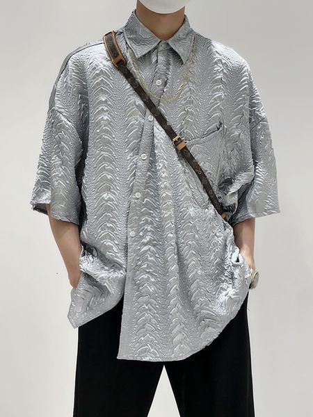 men's casual shirts men's original midsleeve shirt fashion shirt light luxury summer pleated silver grey 221119, White;black
men's casual shirts men's original midsleeve shirt fashion shirt light luxury summer pleated silver grey 221119, White;black