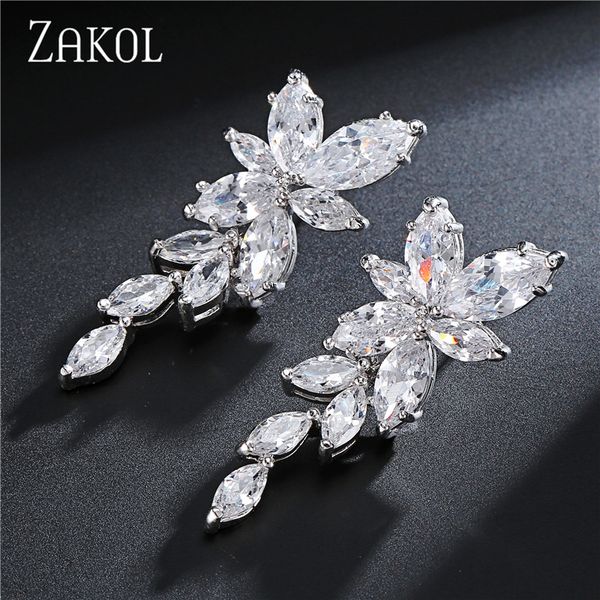 earring for women marquise cut cluster flower earring zirconia crystal long dangle drop earrings shiny leaf bridal wedding jewelry for women, Silver
earring for women marquise cut cluster flower earring zirconia crystal long dangle drop earrings shiny leaf bridal wedding jewelry for women, Silver