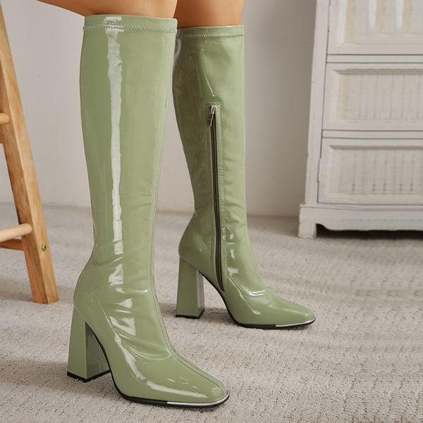 europe and the united states new spot square head thick with bright leather high heeled long women's boots cross-border foreign trade l, Black
europe and the united states new spot square head thick with bright leather high heeled long women's boots cross-border foreign trade l, Black