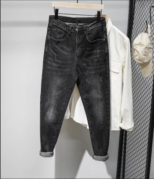 men's jeans black ripped loose jeans with small feet for men and halon pants for teenagers 221119, Blue
men's jeans black ripped loose jeans with small feet for men and halon pants for teenagers 221119, Blue