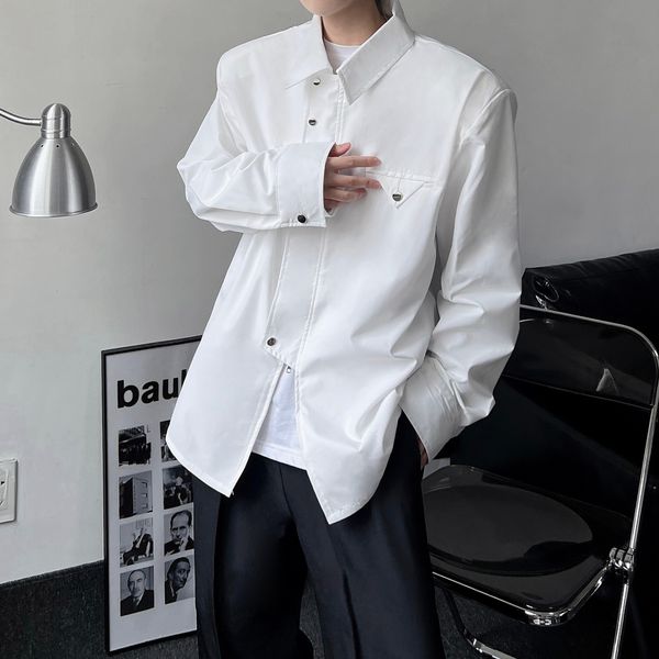 men's casual shirts spring and autumn korean edition men and women loose function deconstructed zipper shoulder white longsleeve shirt, White;black
men's casual shirts spring and autumn korean edition men and women loose function deconstructed zipper shoulder white longsleeve shirt, White;black