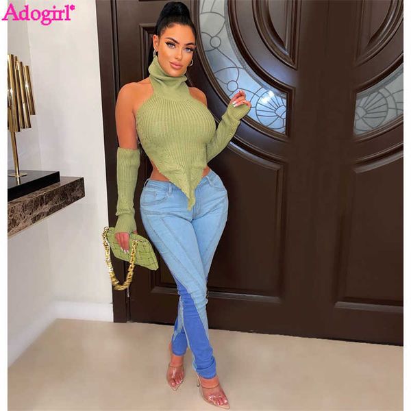 women's sweaters adogirl knit sweater with gloves women solid turtleneck halter backless asymmetrical crop autumn winter clothes t2210, White;black
women's sweaters adogirl knit sweater with gloves women solid turtleneck halter backless asymmetrical crop autumn winter clothes t2210, White;black