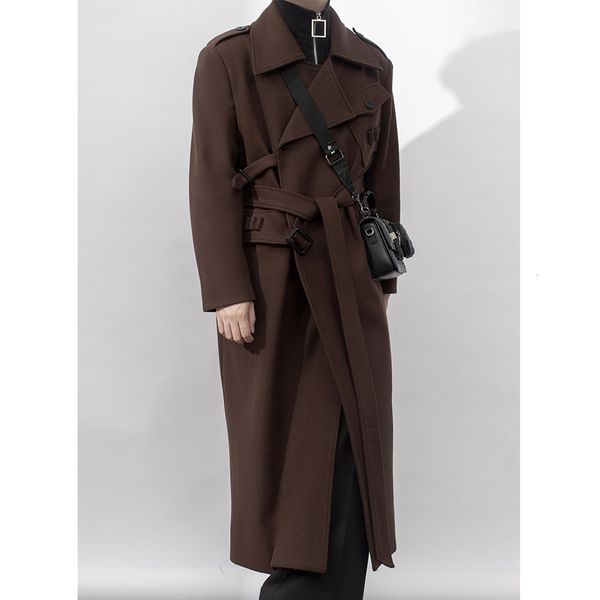 men's wool blends tooling design sense of long kneelength coat men's winter korean version of loose high sense of coffee color woo, Black
men's wool blends tooling design sense of long kneelength coat men's winter korean version of loose high sense of coffee color woo, Black