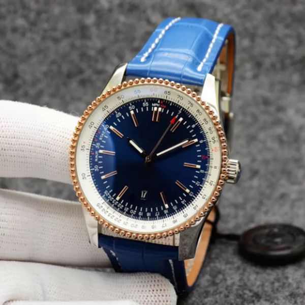 luxury haute qualite watch navitimer men's quartz chronograph silver stainless steel case 50th anniversary blue dial multifunction cale, Slivery;brown
luxury haute qualite watch navitimer men's quartz chronograph silver stainless steel case 50th anniversary blue dial multifunction cale, Slivery;brown