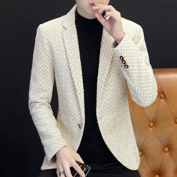 men's suits blazers casual suit coat men's plaid trend 221118, White;black 
men's suits blazers casual suit coat men's plaid trend 221118, White;black