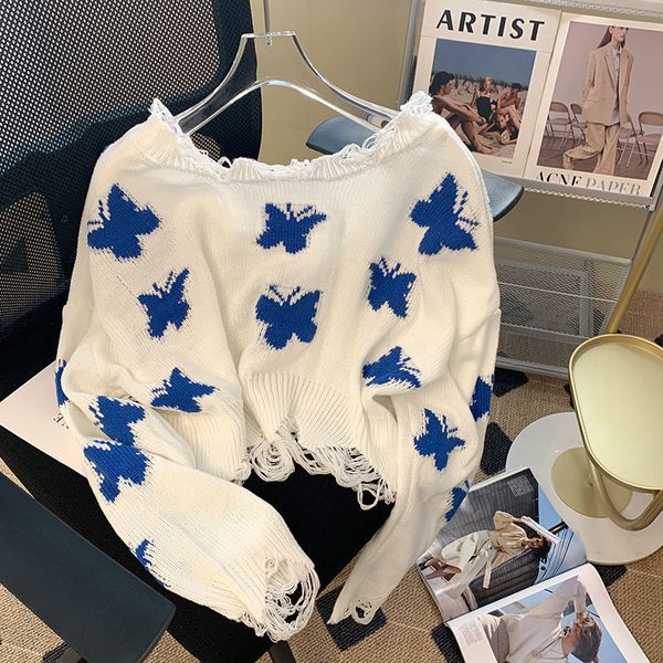 women's sweaters kawaii butterfly knitted sweater women korean fashion loose y2k clothes crochet pullover hollow out off shoulder cropp, White;black
women's sweaters kawaii butterfly knitted sweater women korean fashion loose y2k clothes crochet pullover hollow out off shoulder cropp, White;black