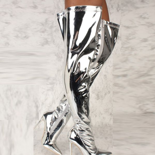 boots women mirror platform pointy toe punk high thin heels over the knee long autumn winter zip silver casual party shoes 221118, Black
boots women mirror platform pointy toe punk high thin heels over the knee long autumn winter zip silver casual party shoes 221118, Black