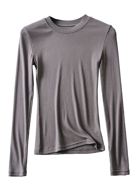 women's tshirt women clothing cotton kintted casual slim elastic oneck fullsleeve tshirt 221119, White
women's tshirt women clothing cotton kintted casual slim elastic oneck fullsleeve tshirt 221119, White