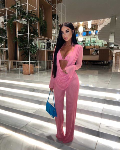 women's two piece pants sheer mesh solid 3 piece set women lace up bra long sleeve cover coat and pants see through club party outfits, White
women's two piece pants sheer mesh solid 3 piece set women lace up bra long sleeve cover coat and pants see through club party outfits, White