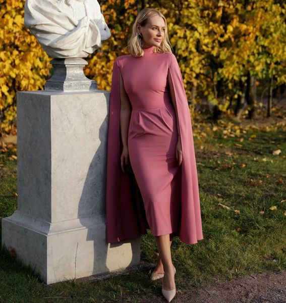 bean pink sheath prom dress with cape high neck simple women graduation formal cocktail gowns modest robes de soiree 2023, Black
bean pink sheath prom dress with cape high neck simple women graduation formal cocktail gowns modest robes de soiree 2023, Black