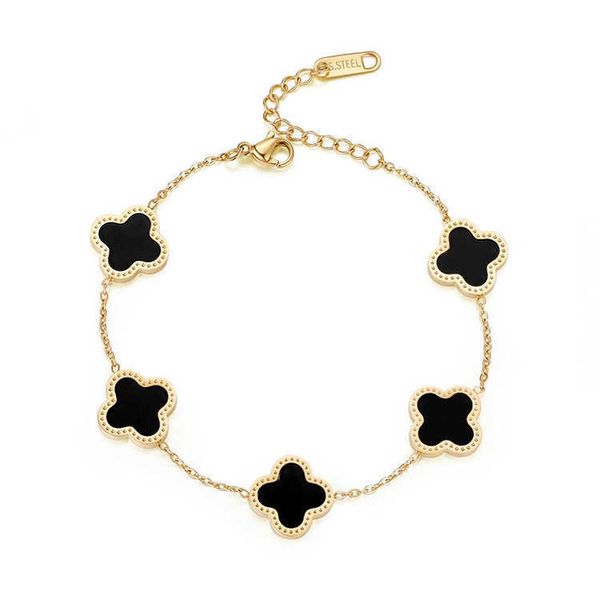 bracelets fashionable trendy dainty adjustable titanium steel clover charm bracelet for women, Golden;silver
bracelets fashionable trendy dainty adjustable titanium steel clover charm bracelet for women, Golden;silver