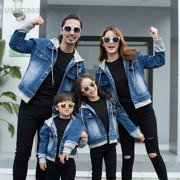 family matching outfits parents' and children's denim coat a family with three mouths and four mouths has foreign style mother, Blue
family matching outfits parents' and children's denim coat a family with three mouths and four mouths has foreign style mother, Blue