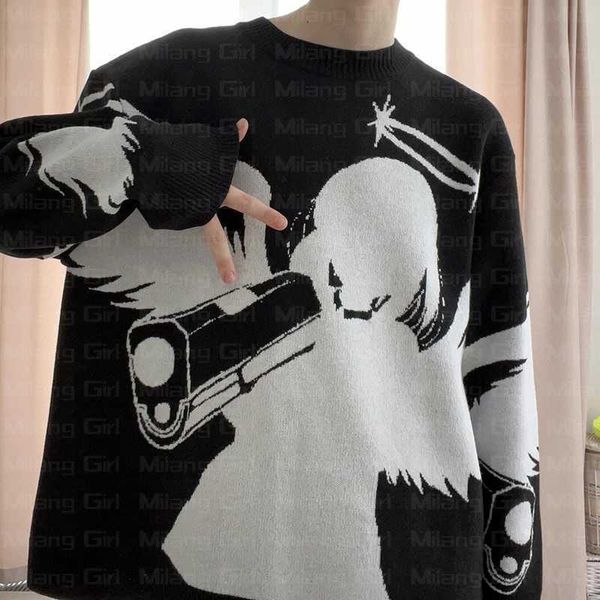 men's hoodies sweatshirts y2k pullovers sweaters angel raises gun knitted streetwear maiden oversized harajuku o neck knitwear men wome, Black
men's hoodies sweatshirts y2k pullovers sweaters angel raises gun knitted streetwear maiden oversized harajuku o neck knitwear men wome, Black