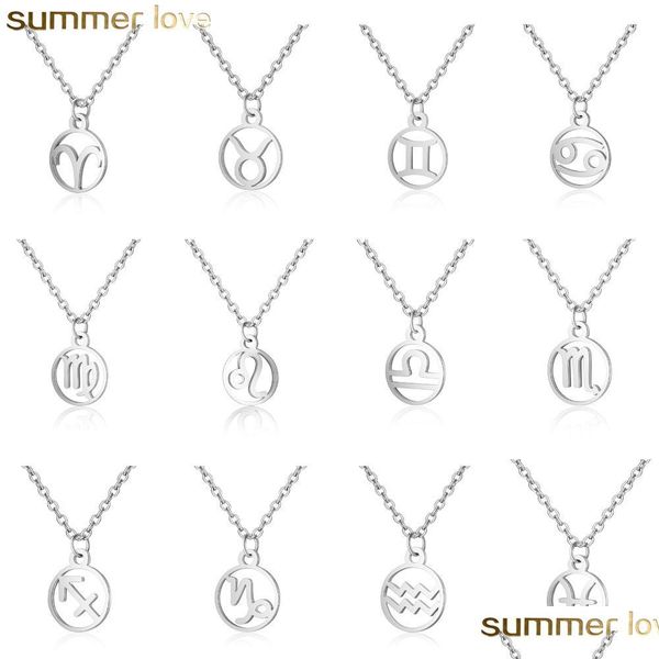 pendant necklaces 12 constellations necklace star zodiac constellation chain for women round shape stainless steel simple design dro dhylx, Silver
pendant necklaces 12 constellations necklace star zodiac constellation chain for women round shape stainless steel simple design dro dhylx, Silver