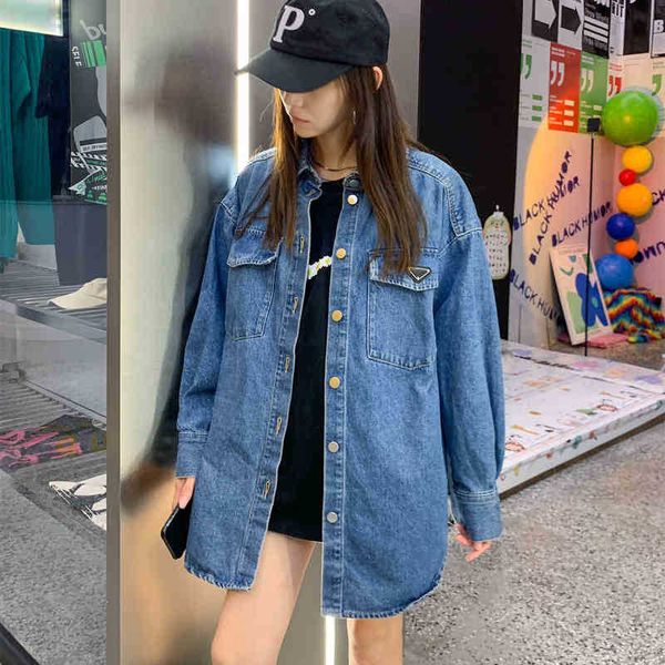 p rad jacket autumn and winter new couple triangle stitching long sleeve denim shirt coat men's women's same top, Black;brown
p rad jacket autumn and winter new couple triangle stitching long sleeve denim shirt coat men's women's same top, Black;brown