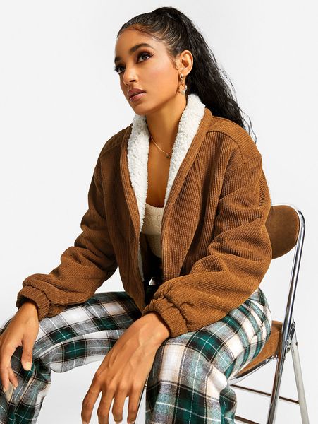 women's jackets corduroy drop shoulder teddy lined jacket women winter autumn shawl collar single breasted coat faux fur outerwear fash, Black;brown
women's jackets corduroy drop shoulder teddy lined jacket women winter autumn shawl collar single breasted coat faux fur outerwear fash, Black;brown