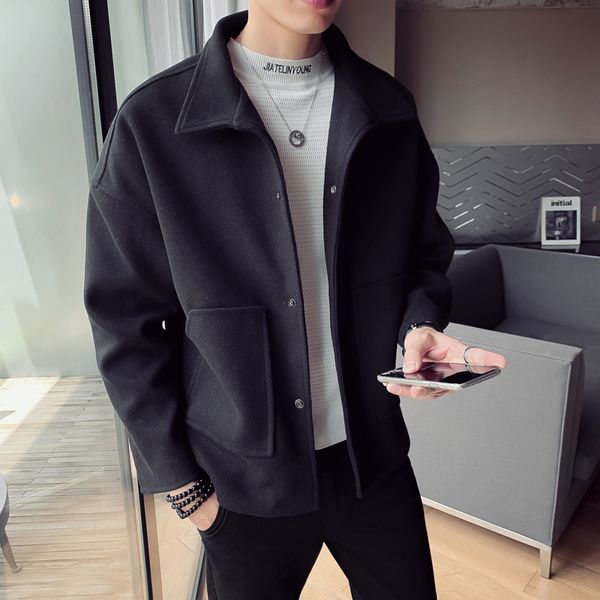 men's wool blends legible winter jacket highquality coat men casual slim short solid jackets 221119, Black
men's wool blends legible winter jacket highquality coat men casual slim short solid jackets 221119, Black