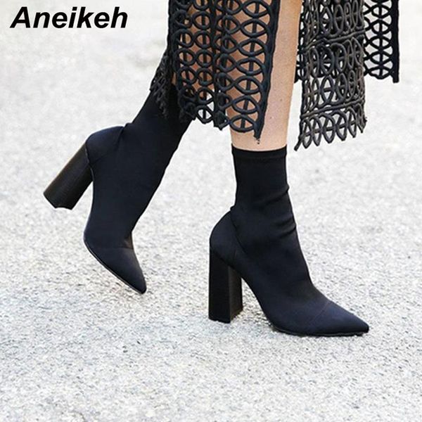 boots aneikeh slim stretch ankle for women pointed toe sock square high heel shoes woman fashion bota feminina 41 221118, Black
boots aneikeh slim stretch ankle for women pointed toe sock square high heel shoes woman fashion bota feminina 41 221118, Black