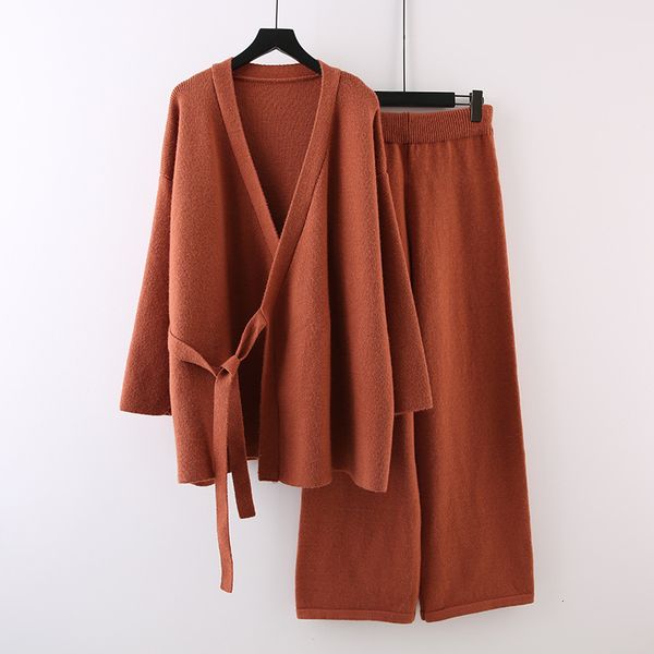 women s two piece pants ladies knitted wide leg sweater set women solid loose v neck lace up burgundy female outfit 221119, White
women s two piece pants ladies knitted wide leg sweater set women solid loose v neck lace up burgundy female outfit 221119, White