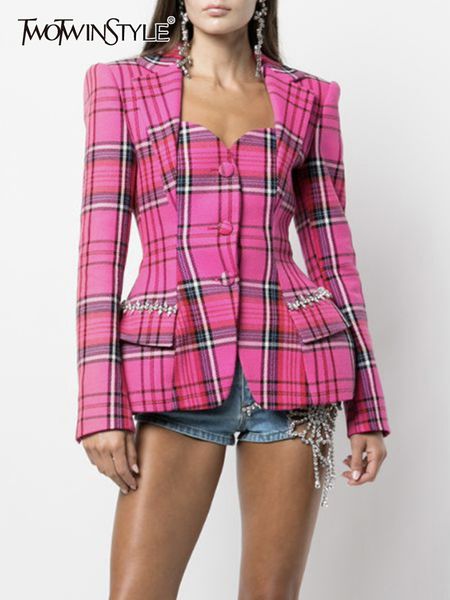 women's suits blazers twotwinstyle high street plaid for women notched loose long sleeve single breasted coats female autumn clothing 2, White;black
women's suits blazers twotwinstyle high street plaid for women notched loose long sleeve single breasted coats female autumn clothing 2, White;black