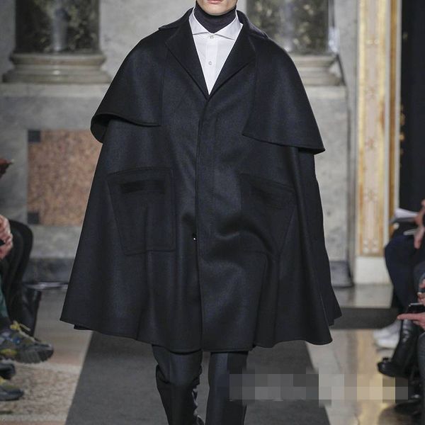 men's wool blends s4xlautumn and winter personality loose fashion men show fake 2 cape bat sleeve woolen coat tweed coat 221119, Black
men's wool blends s4xlautumn and winter personality loose fashion men show fake 2 cape bat sleeve woolen coat tweed coat 221119, Black