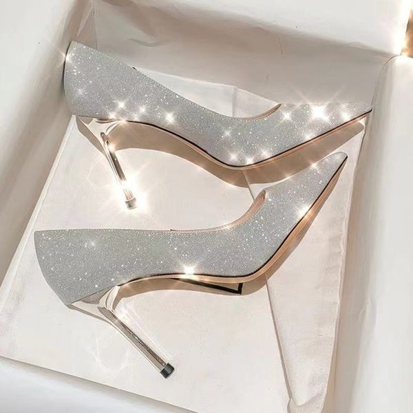 dress shoes women pumps pointed toe woman crystal party shoe 221118, Black
