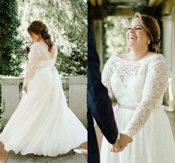 plus size wedding dress a line lace appliqued long sleeves chiffon custom made backless bridal gown vestido de novia, White
plus size wedding dress a line lace appliqued long sleeves chiffon custom made backless bridal gown vestido de novia, White