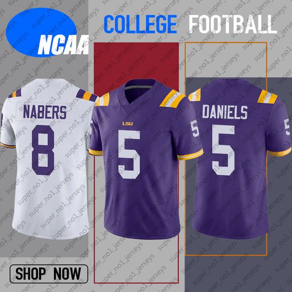 Image of Football Jerseys Football Jerseys LSU Tigers Football Jersey 5 Jayden Daniels 8 Malik Nabers 7 Kayshon Boutte Micah Baskerville Jerseys Josh Williams Perkins