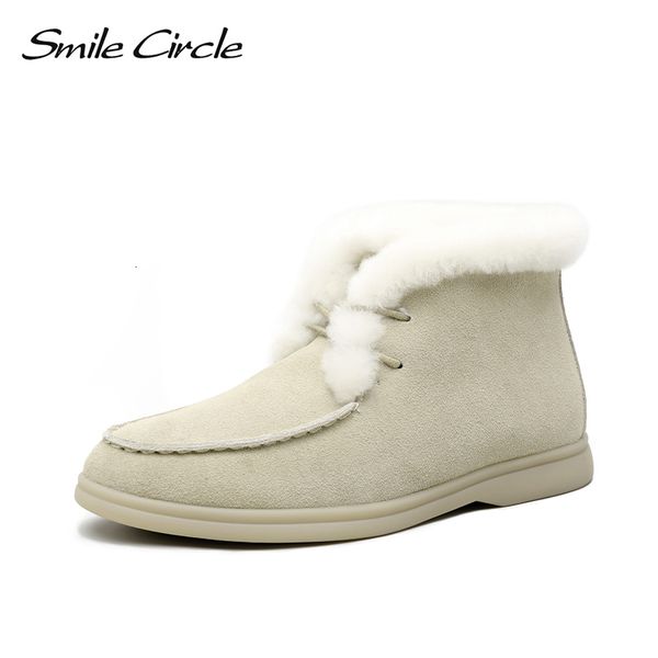 boots smile circle women snow natural fur genuine leather ankle winter comfortable flat wool shoes 221118, Black
boots smile circle women snow natural fur genuine leather ankle winter comfortable flat wool shoes 221118, Black