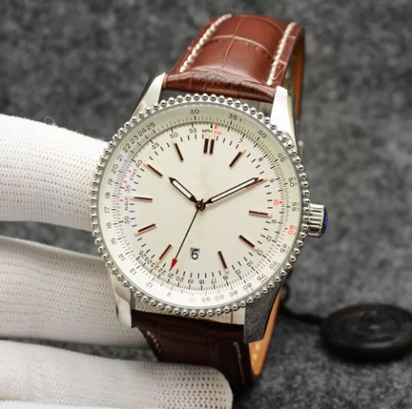 new luxury haute qualite watch navitimer men's quartz chronograph silver stainless steel case 50th anniversary white dial multifunction, Slivery;brown
new luxury haute qualite watch navitimer men's quartz chronograph silver stainless steel case 50th anniversary white dial multifunction, Slivery;brown