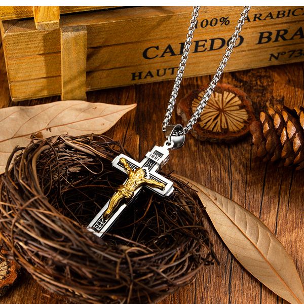 fjxpjesus cross pendant necklace gold/black gun plated stainless steel religious jewelry for wom, Silver
fjxpjesus cross pendant necklace gold/black gun plated stainless steel religious jewelry for wom, Silver