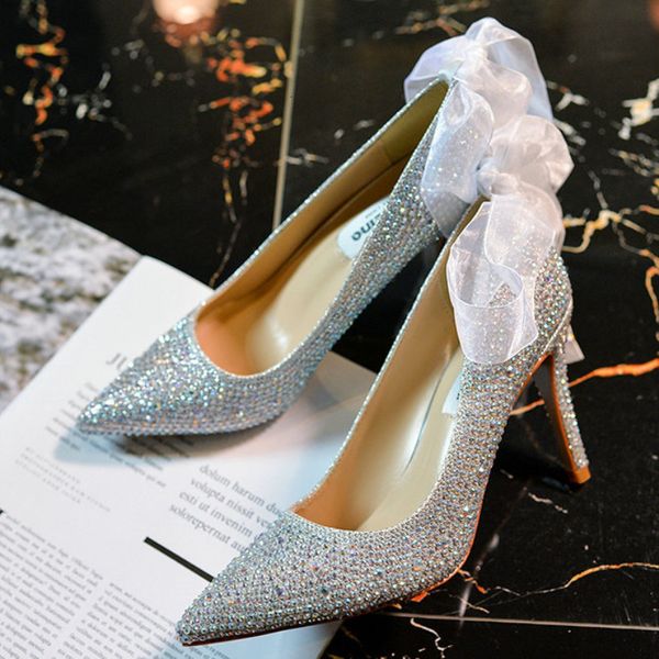 dress shoes silver wedding bride with crystal stiletto pointed bowknot high heels party women 221118, Black
dress shoes silver wedding bride with crystal stiletto pointed bowknot high heels party women 221118, Black