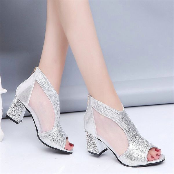 dress shoes fashion peep toe pumps female summer mesh sandals thick diamond heel with zipper women's 221118, Black
dress shoes fashion peep toe pumps female summer mesh sandals thick diamond heel with zipper women's 221118, Black