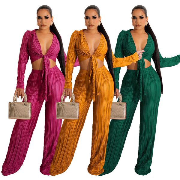 women's two piece pants autumn winter pleated two piece set women elegant v neck lace up long sleeve crop wide leg pants matching set l, White
women's two piece pants autumn winter pleated two piece set women elegant v neck lace up long sleeve crop wide leg pants matching set l, White