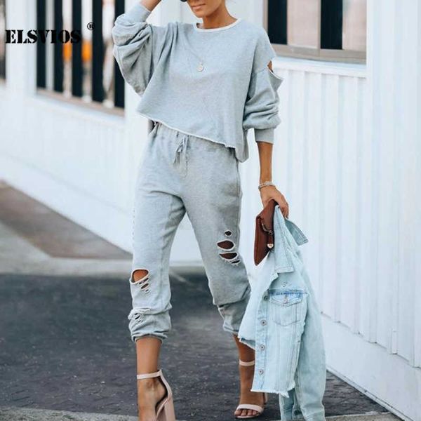 women's two piece pants new autumn winter fashion suit women hole sport two set casual solid color long sleeves streetwear irregular el, White
women's two piece pants new autumn winter fashion suit women hole sport two set casual solid color long sleeves streetwear irregular el, White