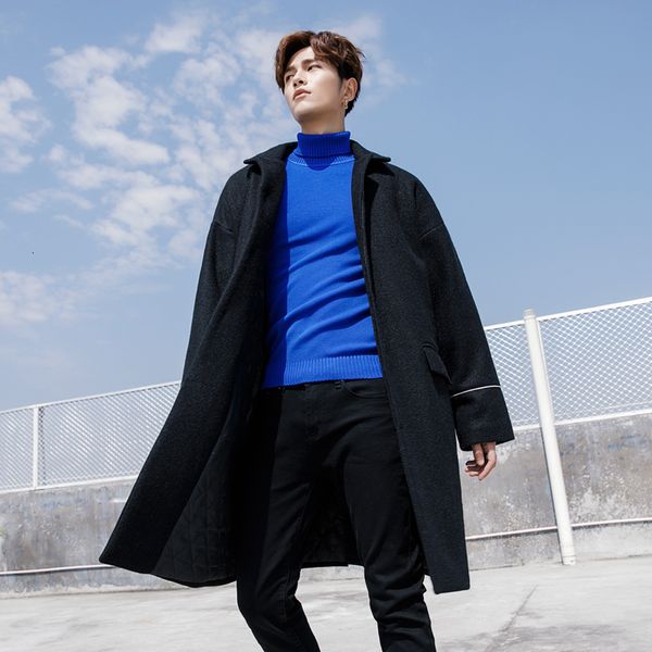 men's wool blends winter korean version of cotton coat men's pure color woolen coat loose casual men's long trench coat 22111, Black
men's wool blends winter korean version of cotton coat men's pure color woolen coat loose casual men's long trench coat 22111, Black