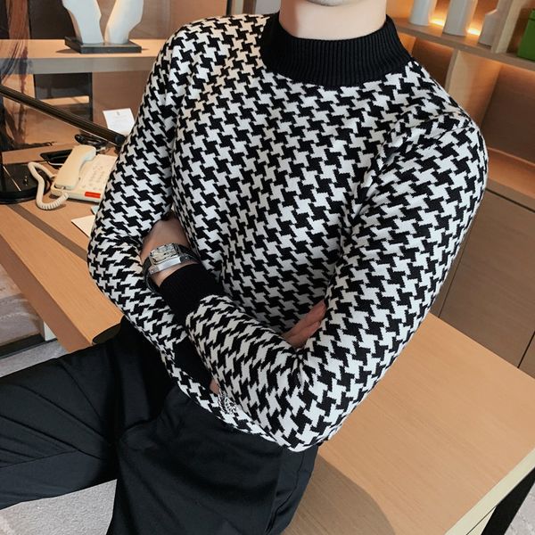 men's sweaters brand clothing men autumn winter knitting sweatermale slim fit plaid fashion pullover casual knit shirt 221118, White;black
men's sweaters brand clothing men autumn winter knitting sweatermale slim fit plaid fashion pullover casual knit shirt 221118, White;black