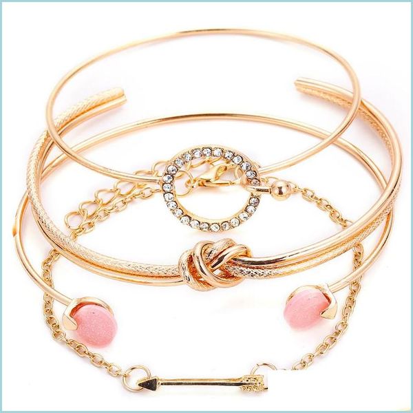 charm bracelets 4 pcs/ set classic arrow knot bracelets round crystal gem mtilayer adjustable open bracelet for women fashion party dhvno, Golden;silver
charm bracelets 4 pcs/ set classic arrow knot bracelets round crystal gem mtilayer adjustable open bracelet for women fashion party dhvno, Golden;silver