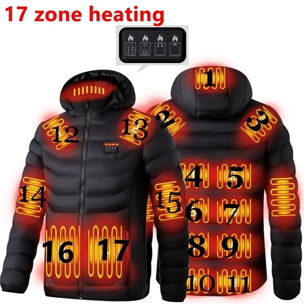 men's down parkas men winter warm usb 17 zone heating jackets smart thermostat pure color hooded heated clothing waterproof 221119, Black
men's down parkas men winter warm usb 17 zone heating jackets smart thermostat pure color hooded heated clothing waterproof 221119, Black