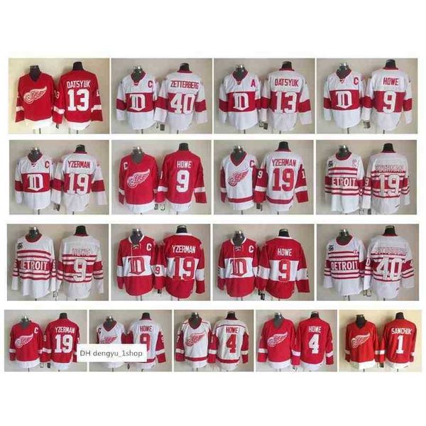 95 vintage detroit red wings jersey 1 terry sawchuk 9 gordie howe 13 pavel datsyuk 19 steve yzerman 40 henrik zetterberg retro ccm hockey, Black;red
95 vintage detroit red wings jersey 1 terry sawchuk 9 gordie howe 13 pavel datsyuk 19 steve yzerman 40 henrik zetterberg retro ccm hockey, Black;red
